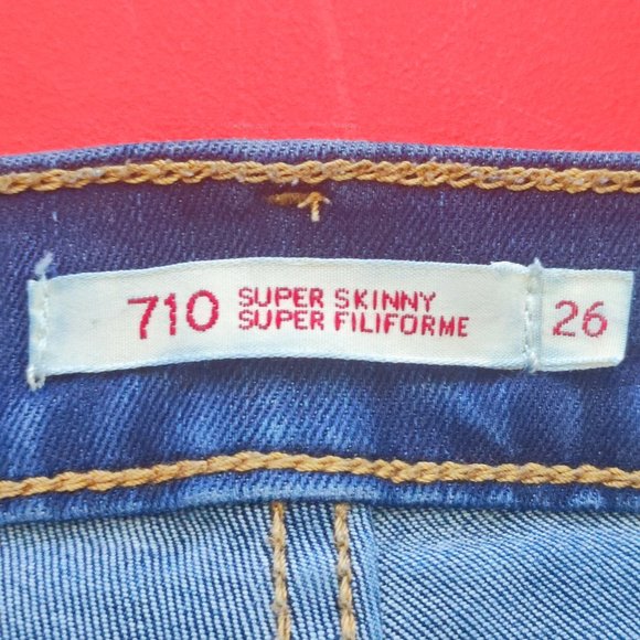 Levi's 710 super skinny jeans stretchy blue women's size 26 - Picture 5 of 8